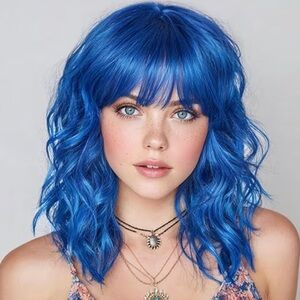 Vibrant Blue Hair Wig for Women